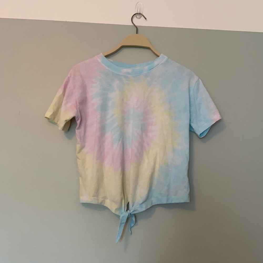 Girls Tie front pastel tie dye top